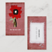 Bloemkrullen lintpijpen rood roze visitekaartje (Voorkant / Achterkant)