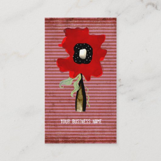 Bloemkrullen lintpijpen rood roze visitekaartje (Voorkant)