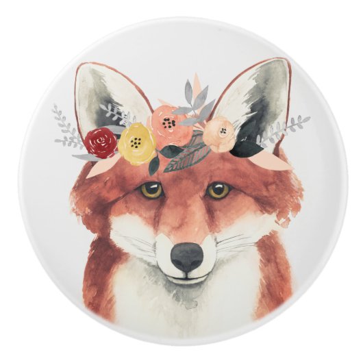 Bloemkweekforestvos Keramische Knop (Voorkant)