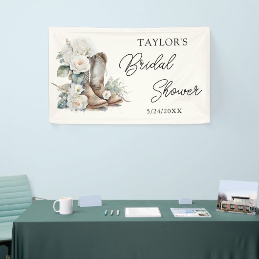 Bloemlaarzen en Bubble Western Vrijgezellenfeest Spandoek (Beurs)