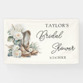 Bloemlaarzen en Bubble Western Vrijgezellenfeest Spandoek (Horizontaal)