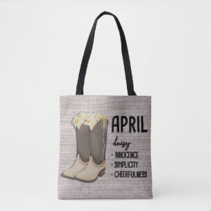 Bloemlaarzen Geboortemaand Bloem / April Daisy Tote Bag