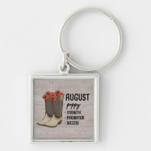 Bloemlaarzen Geboortemaand Bloem/Augustus Poppy Sleutelhanger