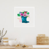 Bloemlaarzen Waterverf – Spring Art Print (Keuken)
