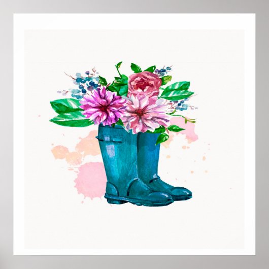 Bloemlaarzen Waterverf – Spring Art Print (Voorkant)