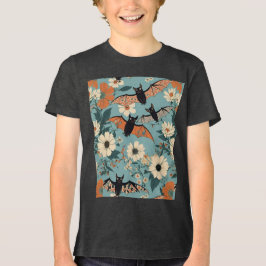 Bloemlappendeken Halloween Vleermuizen & Bloemen Tri-Blend Shirt