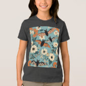 Bloemlappendeken Halloween Vleermuizen & Bloemen Tri-Blend Shirt (Voorkant)