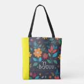 Bloemlente bloeit | Groen zwart monogram Tote Bag (Achterkant)