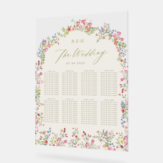 Bloemlente bruiloft welkom tafel zitplaatsen acryl bord (Hoek)