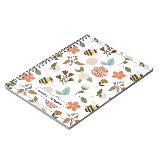 Bloemlente narcis & bijen | Gepersonaliseerd Notitieboek (Linkerzijde)