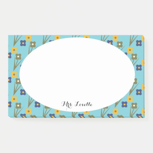 Bloemleraar Aqua Aangepaste Naam Post-it® Notes (Voorkant)
