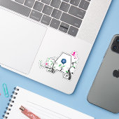 Bloemletter A Sticker (Laptop met iPhone)