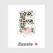 Bloemletter E Initiaal naam Leopard Cheetah Print Sticker (Vel)