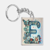 🦋 Bloemletter E Vlinderaccent 🌸 Sleutelhanger (Voorkant Links)
