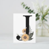 Bloemletter J typografie Briefkaart (Staand voorkant)