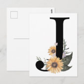 Bloemletter J typografie Briefkaart (Voorkant / Achterkant)