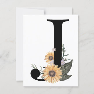 Bloemletter J typografie Briefkaart