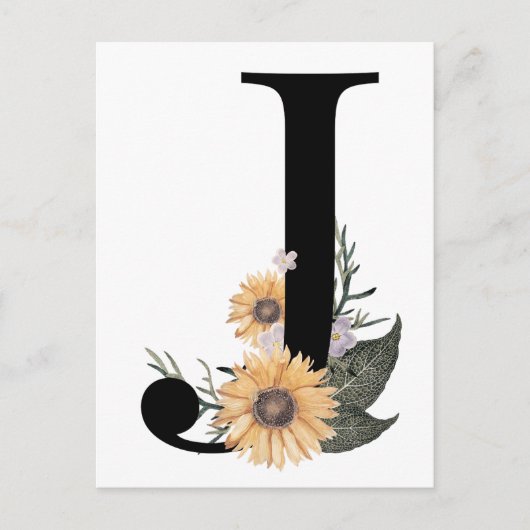 Bloemletter J typografie Briefkaart (Voorkant)