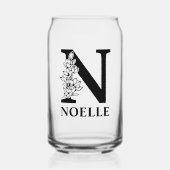 Bloemletter N Monogram en gepersonaliseerde naam Blikvorm Glas (Voorkant)