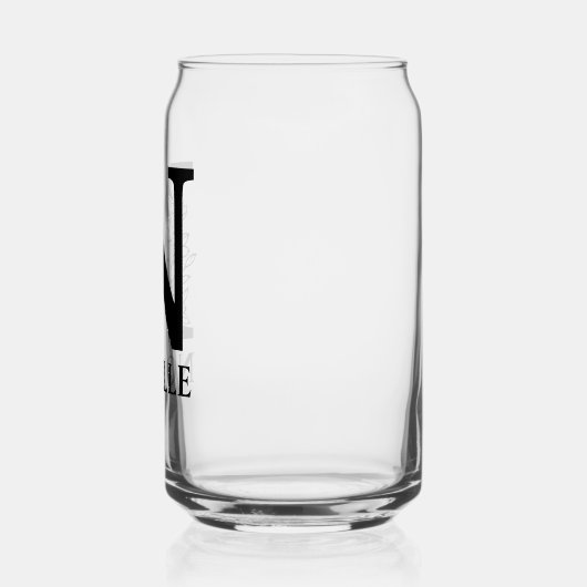 Bloemletter N Monogram en gepersonaliseerde naam Blikvorm Glas (Links)