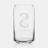 Bloemletter S Monogram en gepersonaliseerde naam Blikvorm Glas (Achterkant)