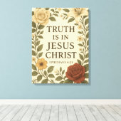  bloemlezing "De waarheid zit in Jezus" Canvas Afdruk (Insitu (Houten vloer))