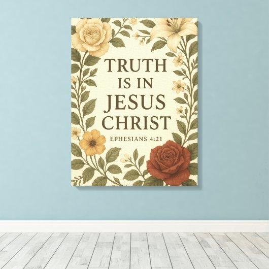  bloemlezing "De waarheid zit in Jezus" Canvas Afdruk (Insitu (Houten vloer))