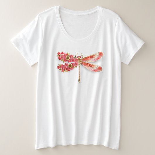 Bloemlibel met sieraden sakura grote maat t-shirt (Design voorkant)