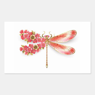Bloemlibel met sieraden sakura rechthoekige sticker
