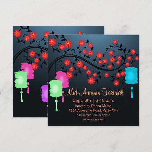 Bloemlichten en lantaarns Uitnodiging (Voorkant / Achterkant)