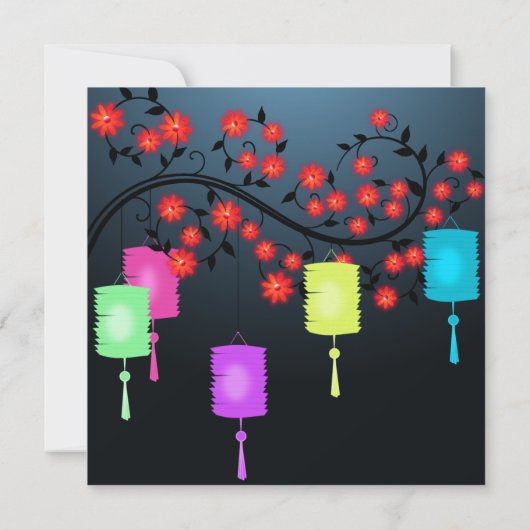 Bloemlichten en lantaarns Uitnodiging (Achterkant)