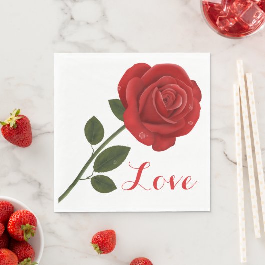 Bloemliefde Rode Rozenbloem - Huwelijksfeest Servetten (Insitu)