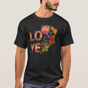 Bloemliefde Typografie Art-Romantisch Bloemontwerp T-shirt