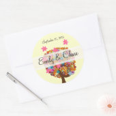 Bloemliefdesbomen Roze bloemen bruiloft Ronde Sticker (Envelop)