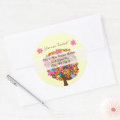 Bloemliefdesbomen Roze bloemen bruiloft Ronde Sticker (Envelop)