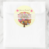 Bloemliefdesbomen Roze bloemen bruiloft Ronde Sticker (Tas)