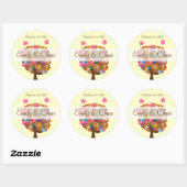 Bloemliefdesbomen Roze bloemen bruiloft Ronde Sticker (Vel)