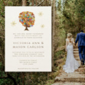 Bloemliefdesboom Roze bloemen bruiloft-uitnodiging Kaart