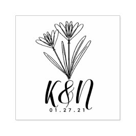 Bloemlijn Kunst Minimalistische Initiaal Logo Trou Rubberstempel