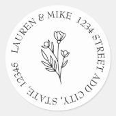 Bloemlijn Kunst Ronde Retouradres Sticker (Voorkant)