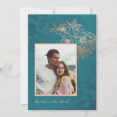 Bloemlijn Roze Goud Teal Gebogen Save The Date (Achterkant)