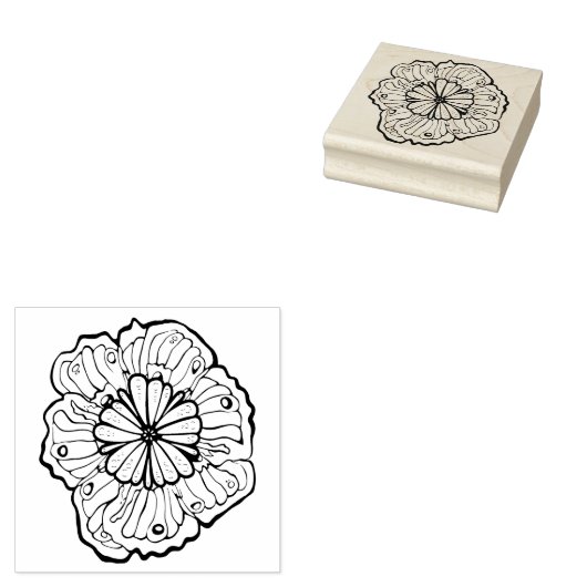 Bloemlijn tekening hout kunst stempel (Gestempeld)