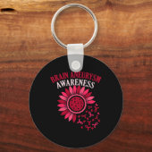 Bloemlint Hersenaneurysma Awareness Maand Suppo Sleutelhanger (Voorkant)
