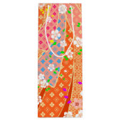 Bloemlint kimono patroon wijn cadeautas (Achterkant)