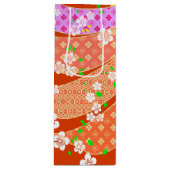 Bloemlint kimono patroon wijn cadeautas (Voorkant)