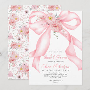 Bloemlint Roze Bow Boho Coquette Vrijgezellenfeest Kaart