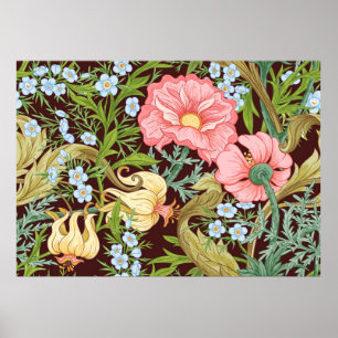 Bloemloos naadloos patroon, achtergrond met In art Poster