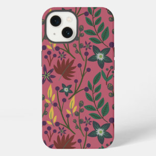 Bloemloos naadloos patroon roze bloemen bladeren t iPhone 13 hoesje