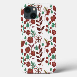 Bloemloos naadloos patroon vogels en vlinders iPhone 13 hoesje