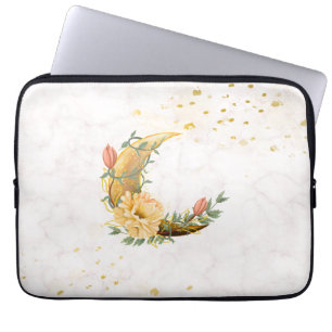 Bloemmaan, Elegant beige en geel Laptop Sleeve